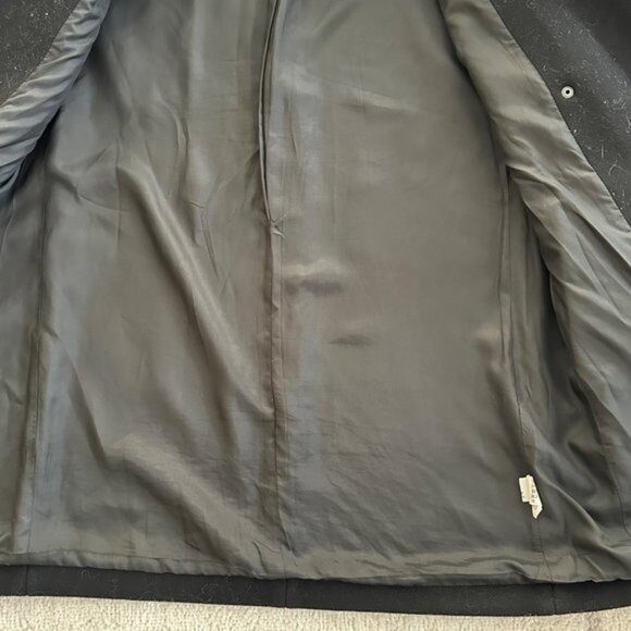 Madewell City GridCoat Black Wool Blend Cold Weather Coat Asymmetric Zipper Sz 2 - Picture 12 of 13
